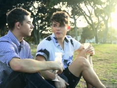 Brunette twink anal sex and cumshot